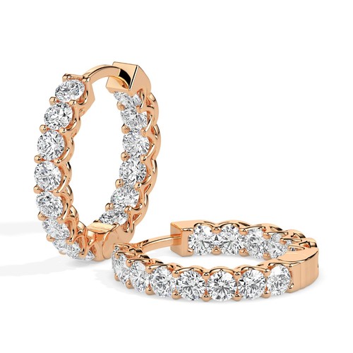 1.00CT Lab Grown Diamond Hoop Earrings 14K Solid Gold Sold as Pair | 13MM Inner - Picture 34 of 35