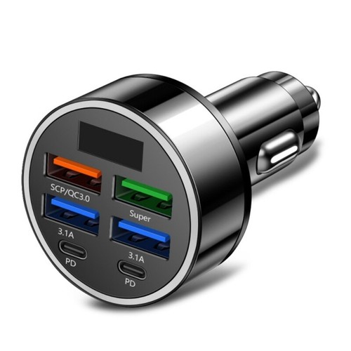 Intelligent 6 In 1 Car Charger Digital Readout For Efficient Power Delivery