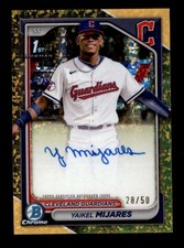 YAIKEL MIJARES 2024 BOWMAN CHROME ROOKIE GOLD SPECKLE REFRACTOR AUTO #/50 T6445