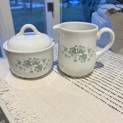 Corelle Coordinates Callaway Green Ivy Stoneware Cream & Sugar Bowl Set