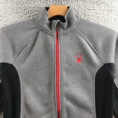 Spyder Jacket Mens XL Gray Black Full Zip Mock Neck Athletic Outdoor - Picture 2 of 16