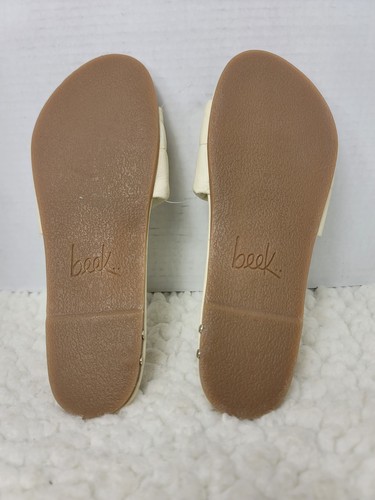 Beek Sugarbird Womens Comfort Quilted Slide Sandals Size Beige Leather Shoes - Picture 6 of 6
