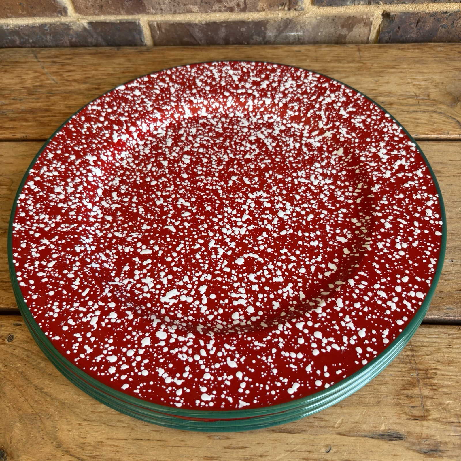 Robert Stanley Enamelware Serving Plates Chargers - Speckled Edge