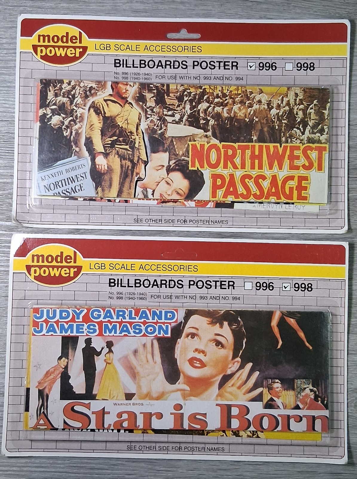 2X LOT Model Power #996 & #998 G Scale Movie Billboard Sets 1924-1940 1940-1960
