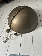 Jim Lawrence  Large Antique Brass Domed Lampshade - Ivory Inside Chain And Hook
