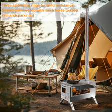 Stufa a Legna Ultraleggera in Titanio/Acciaio Inox con Design Pieghevole per Campeggio e BBQ all'Aperto