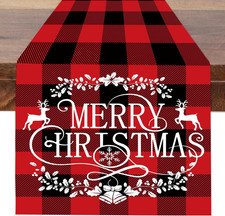 Red and Black Buffalo Plaid Christmas Table Runner Winter Christmas Holiday Line