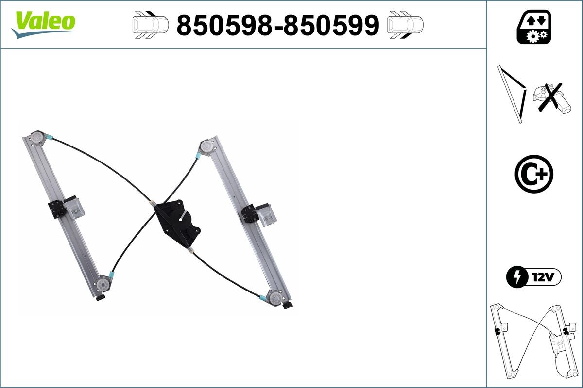 Lève-vitre VALEO 850598 mécanisme de lève-vitre électrique avant pour Seat