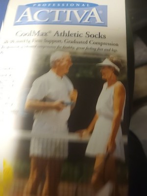 Activa CoolMax White Compression Mid Calf Athletic Socks 20-30 mmHg Sz M