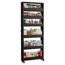 Slim Storage Cart, Lightweight 6 Tier Metal Rolling Utility Kitchen Cart on W...