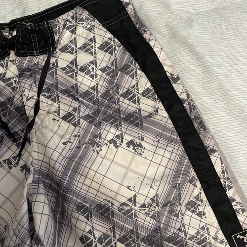 Da Hui Men’s Board Shorts Size 32 Geometric Print Surf Swim Trunks Black White - Picture 3 of 8