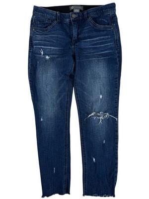 Democracy ''Ab'' Solution Dark Wash Distressed Straight Ankle Jeans Women's 8
