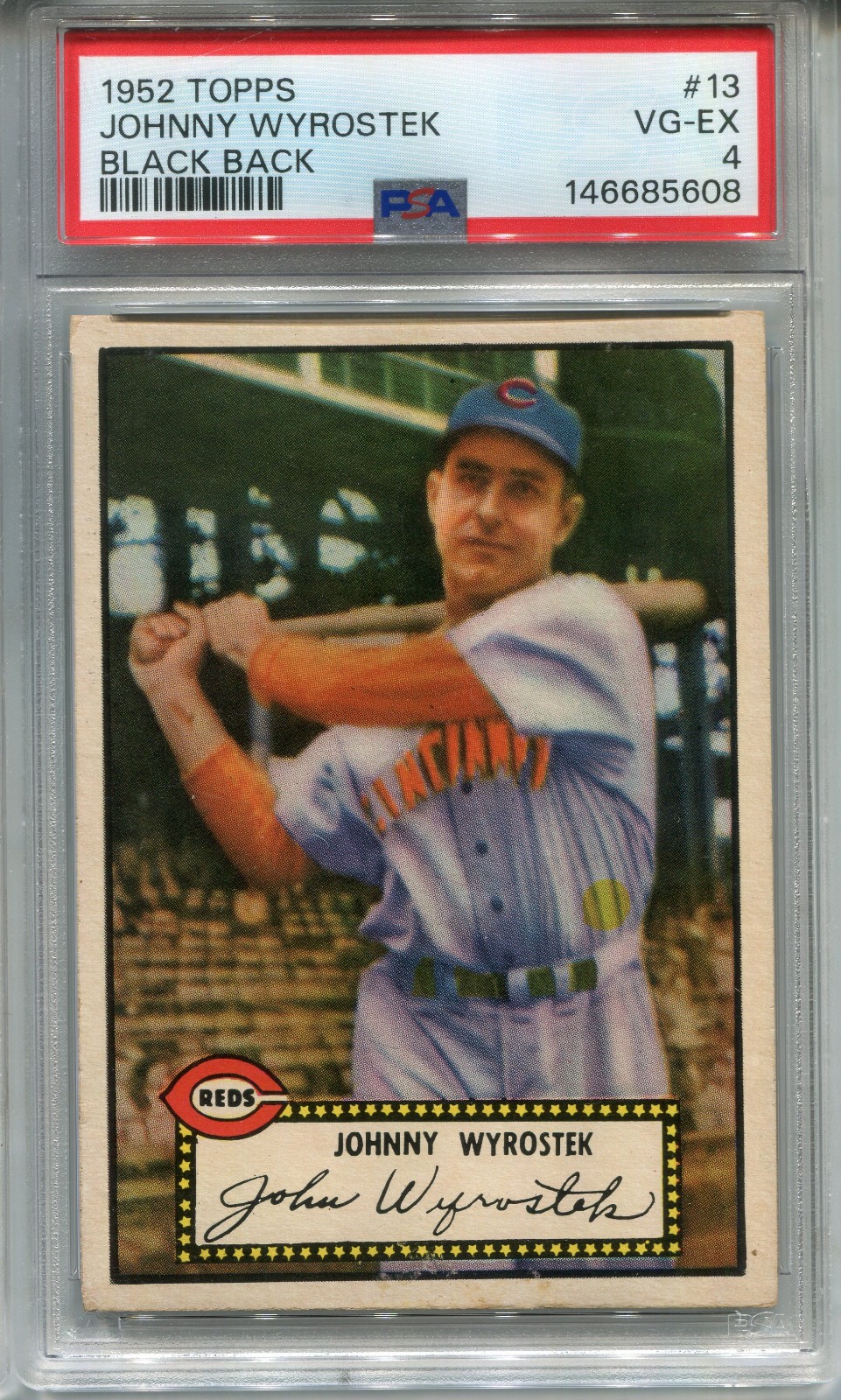 1952 Topps #13 Johnny Wyrostek PSA 4 VG-EX Cincinnati Reds