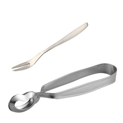 2pcs Stainless Steel Escargot Snail Tong and Snail Fork for Kitchen Cooking T...
