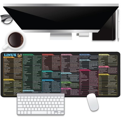 Linux Command Line Mouse Pad Desk Pad,Cheat Sheet Mouse Mat Stitched Edges No...