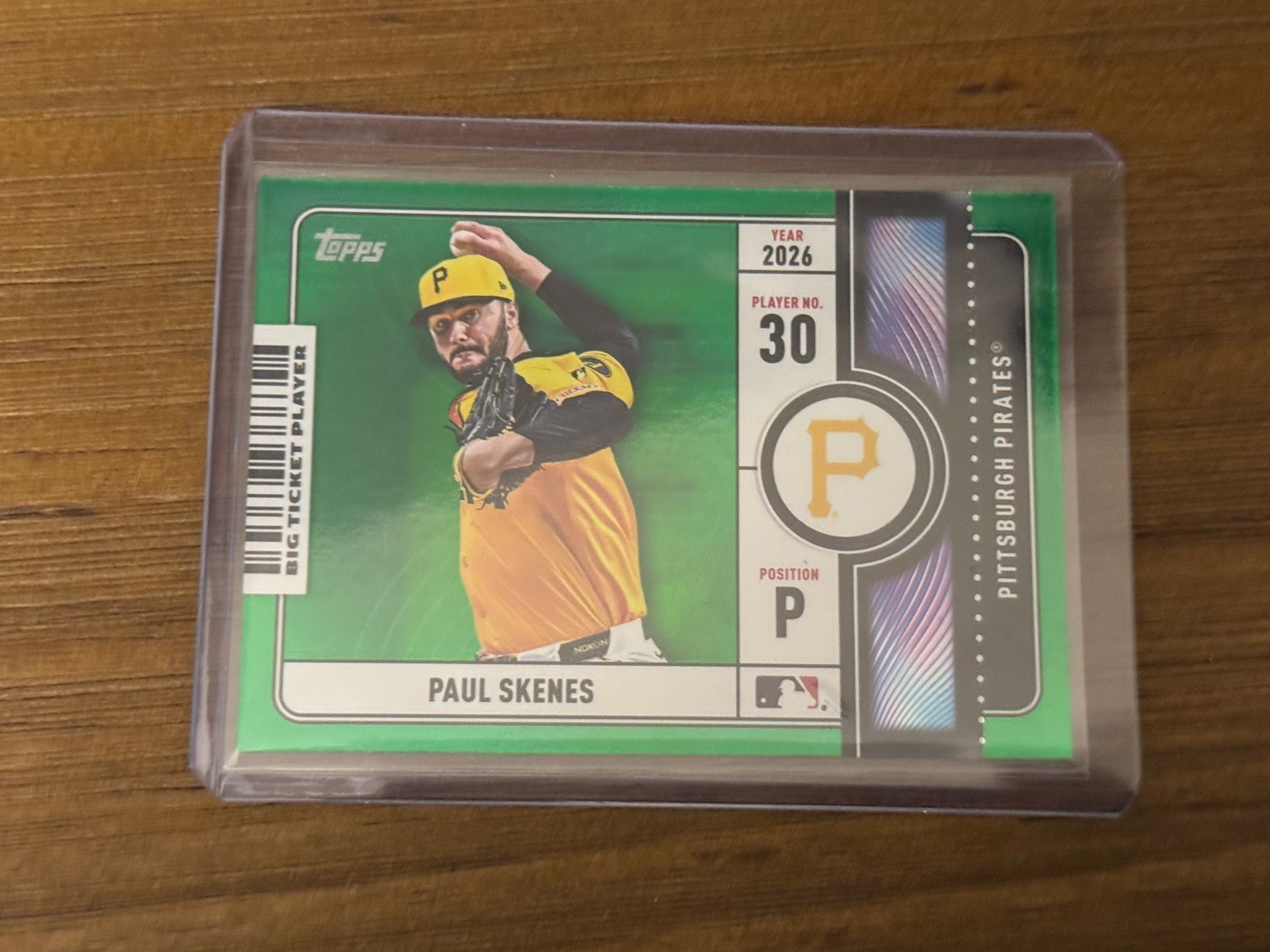 2026 Topps Series 1 Paul Skenes #BTP-14 Pirates Green Parallel Admit One #90/99