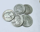 LOT OF 5 WASHINGTON SILVER QUARTERS 90% SILVER VARIOUS DATES #6545