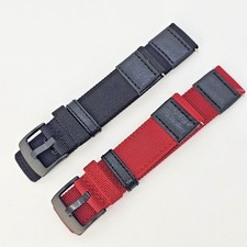 2X Premium Rugged Nylon Canvas Watch Strap Band Red Black Men 22MM Quick-Release