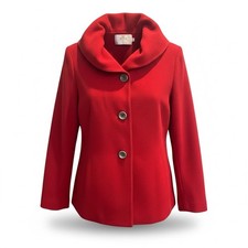 Janska Polartec Fleece Women's Jacket Red Size Medium Made In USA Shawl Collar