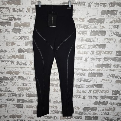 NEW Maniere De Voir Pants Womens 6 Black Ponte Stretch High Waist Slim Legging