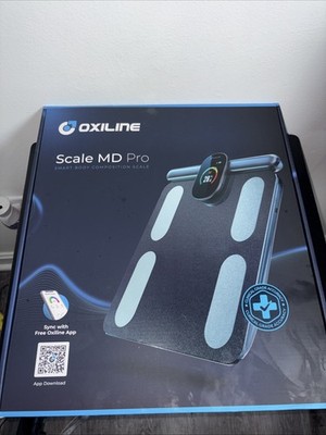 Oxiline Scale MD Pro Smart Body Composition Scale, App Sync, Rechargeable, Black