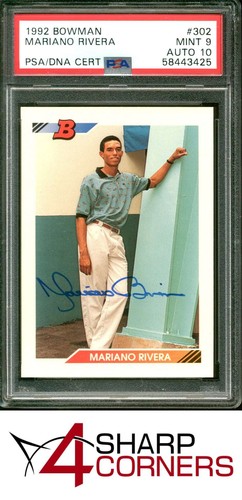 1992 BOWMAN #302 MARIANO RIVERA RC HOF 4SC ELITE PSA 9 DNA AUTO 10