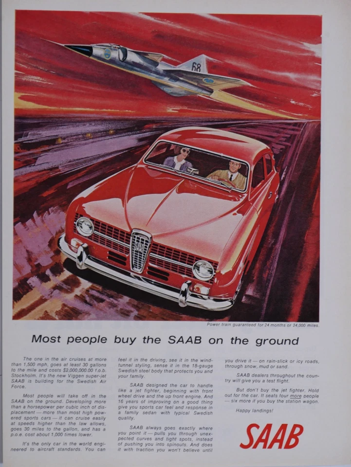 1965 Saab Viggen Super Jet Fighter Jet Original Vintage Print Ad - Image 2 of 3