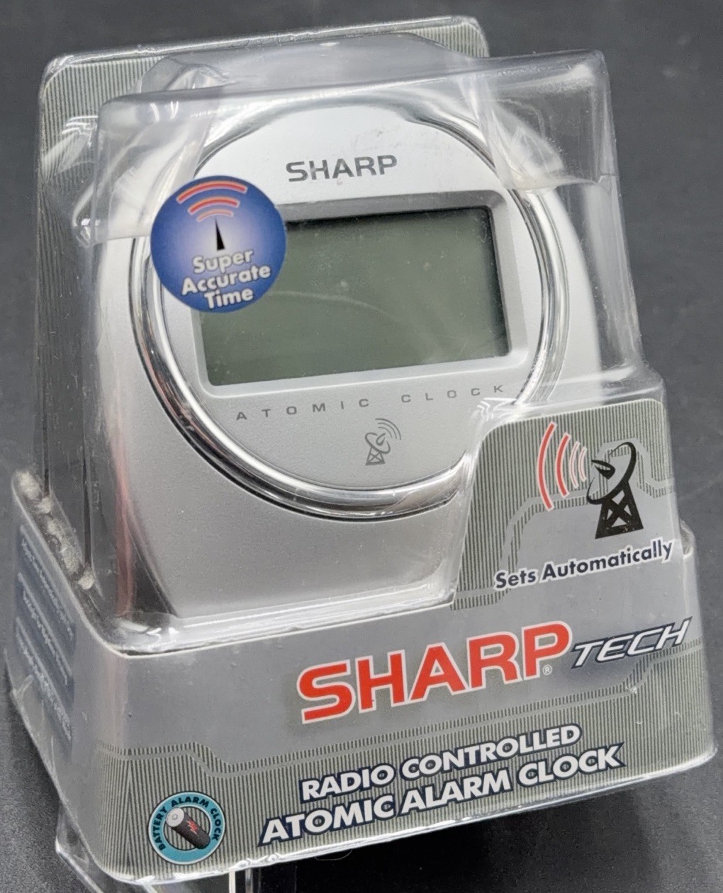 Sharp Atomic Desktop Alarm Clock SPC364 Silver Digital Self 