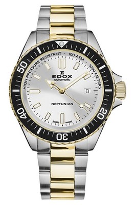 Edox Neptunian Automatic Two-Tone Steel Date Divers Mens Watch 80120-357JM-AID