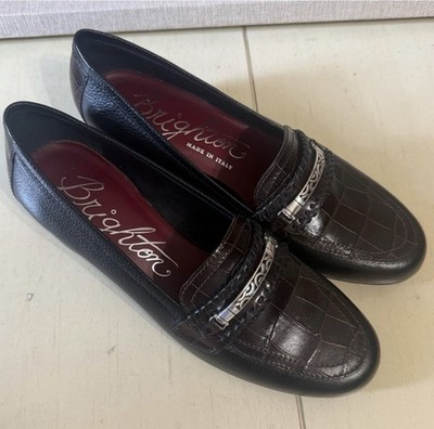 Brighton Women s Size 6.5 M Alcott Black W/ Dark Brown Loafers Leather Shoes
