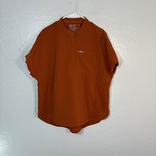 Figs Technical Scrub Top Men s XL Rust Orange Mandarin Collar Half Zip Pockets