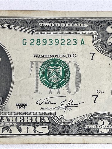 3-1976 $2 Dollar Bicentennial Bill Note Error Misaligned Overprint - Picture 3 of 13