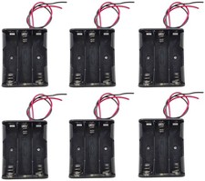 6PCS AA Battery Spring Clip Case Holder Box Black with Red Wire