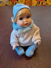 Patchi Porcelain Baby Doll Blonde Blue Eyes Light Blue Outfit w/ Box 433014