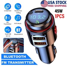 Car Bluetooth FM Transmitter PD 45W Car Charger Power Adapter Cigarette Lighter