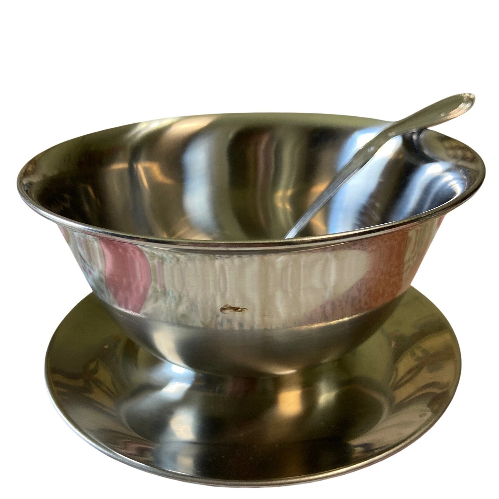 Stainless Steel 18-8 Gravy Boat with Ladle Rogers Cutlery Co USA Silver Tone