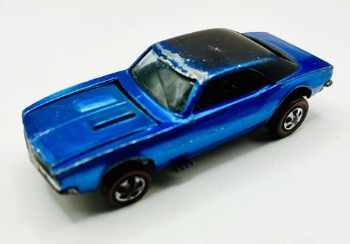 Vintage Hot Wheels Redline 1968 Blue Custom Camaro US Painted Tail / Motor !!