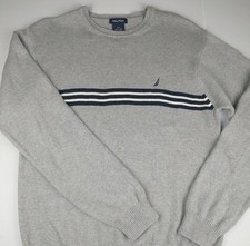 Nautica Mens XL Sweater PullOver, 100 cotton Vintage Navy White Stripe