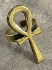 Antique Style Brass Ring with Ankh Design Handcrafted Egyptian Jewelr