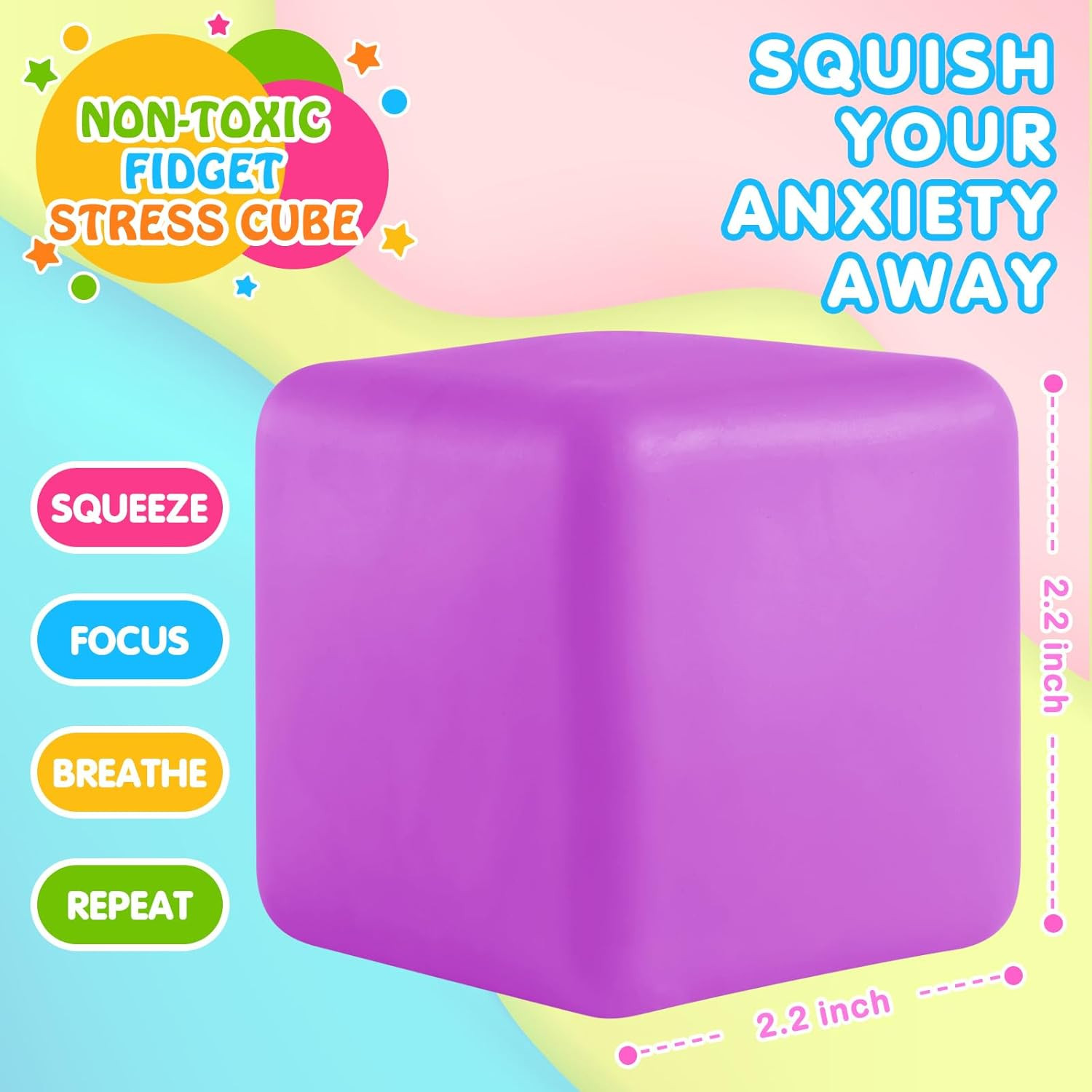 Stress Cube Fidget Ice Cube Stress Balls, 4Pcs Stress Balls for Kids, Fidget Toy