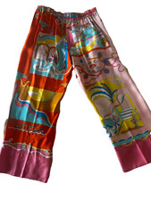 Pucci Women's Pink/orange multicolored Print Silk Straight-Leg Pants Size M