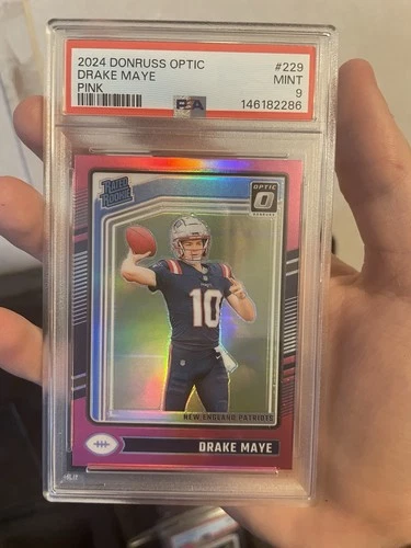 2024 Panini Donruss Optic - Rated Rookie Drake Maye #229 Pink Prizm (RC) PSA 9