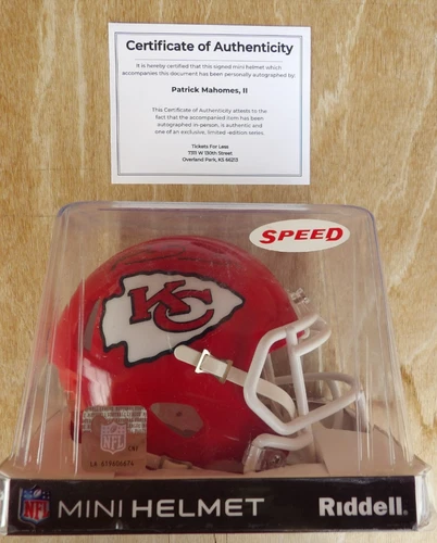 Kansas City Chiefs Patrick Mahomes Signed Autographed Mini Football Helmet COA