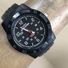 Timex Expedition Men T49831 Date Indiglo Black Resin Quartz 43mm Watch 7 3/4"