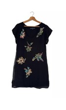 French Connection Embellished Dress Womens Size 8 Black Silk Immaculate Party