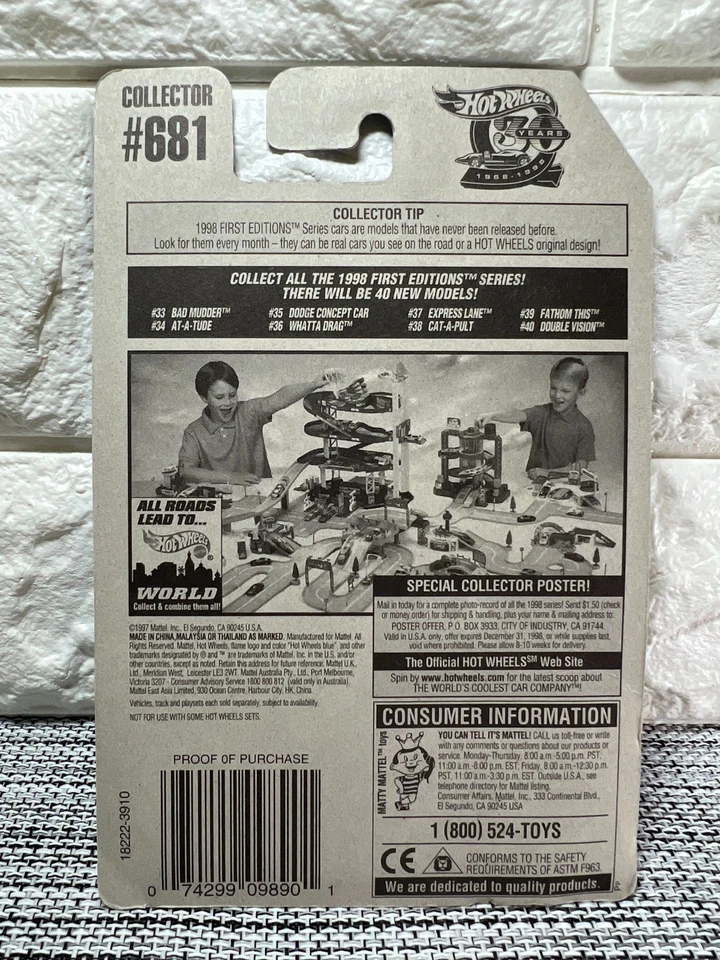 Hot Wheels 1998 First Editions #38 of 40 Cars Cat-A-Pult Collector #681 Red - Image 4 of 4