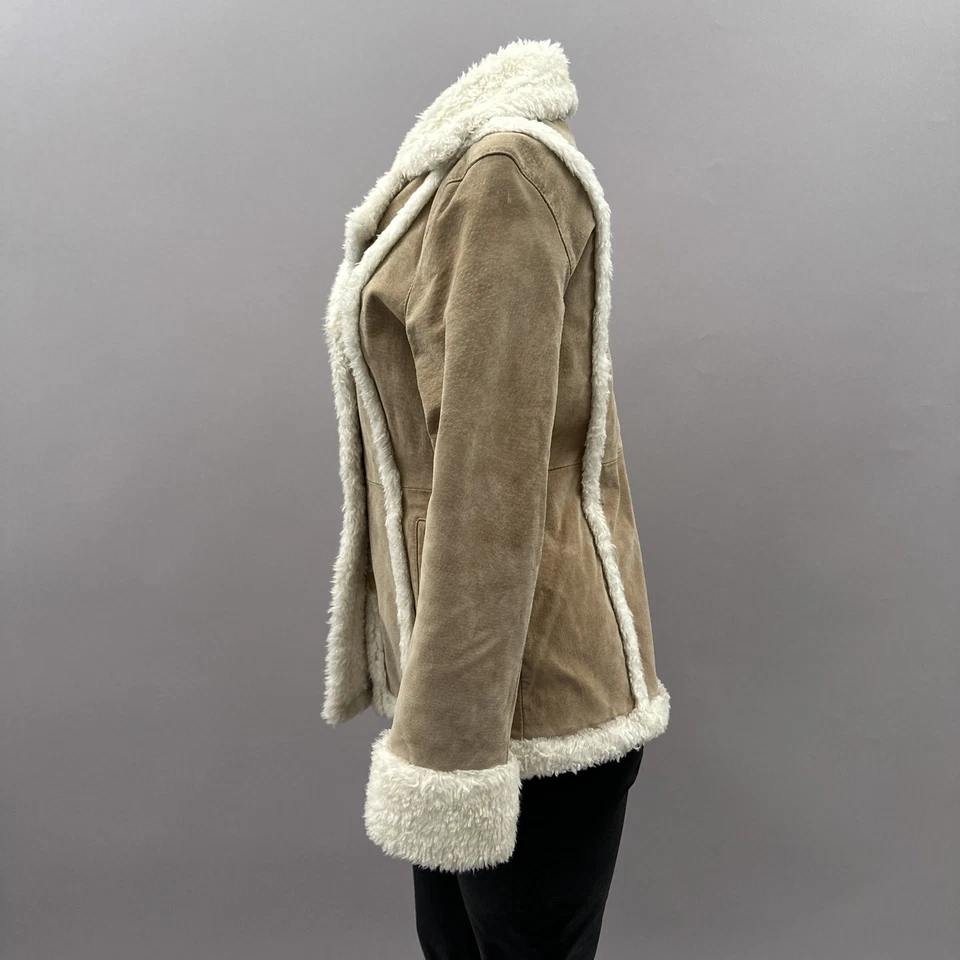 Xhilaration Vtg Y2K 90s Jacket Women S Tan Leather Suede Faux Fur Penny Lane - Image 3 of 4