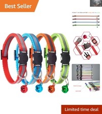 4-Color Breakaway Reflective Nylon Cat Collars with Safety Bell - Adjustable Fit