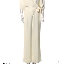Halston Heritage Cream Wrap Jumpsuit