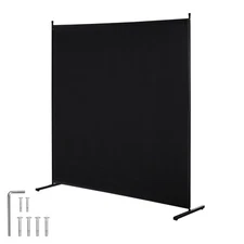 6FT Room Divider Single Panel Fabric Room Screen for Office Bedroom Black